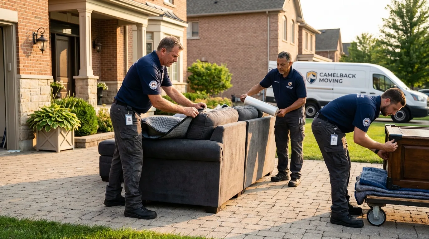 Large estate moving crew wrapping furniture in Centralia, MO